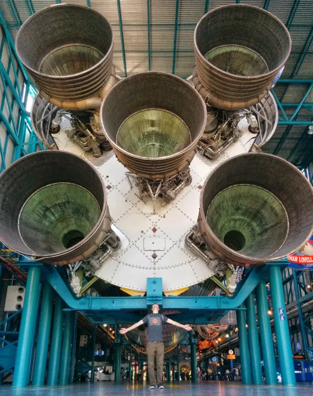 Me for scale. Saturn V, Kennedy Space Center.