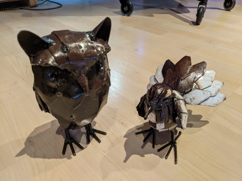 Sculptures made from recycled oil cans, by Zimbolic.